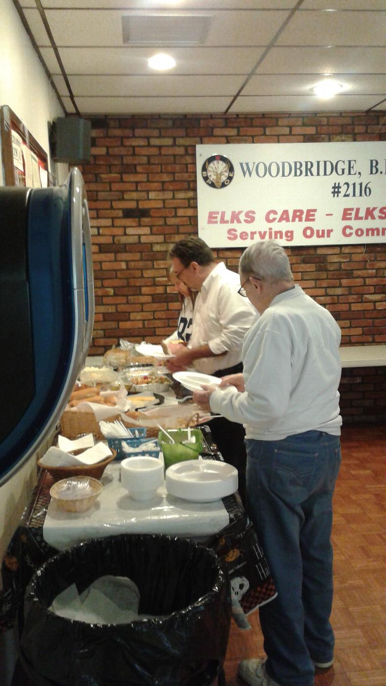 ER Lou Polise enjoying the free 1/2 time buffet at Football Sunday in the Colonial Room.