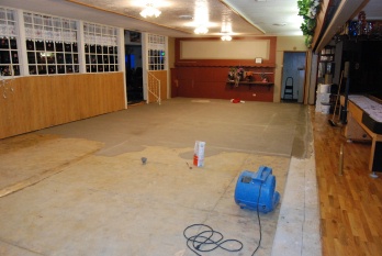 Dining room floor being readied for new tile.