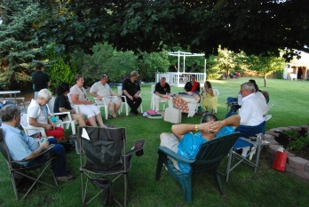 A small turnout of special people giving ER Robert and Karin a send off to the Grand Lodge Convention. Special backyard accomodations by John and Debbie Kain.