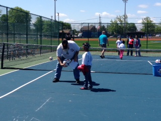 Bob Hill helping out with Soccer shoot