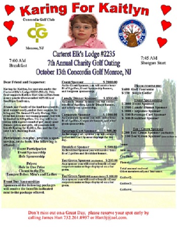 Carteret Elks 7th annual Karing for Kaitlyn Golf Outing - October 13, 2014