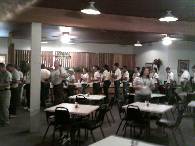 150+ cadets make a long line!
Menu - chicken fried steak, mashed potatoes, gravy, green beans & deserts!