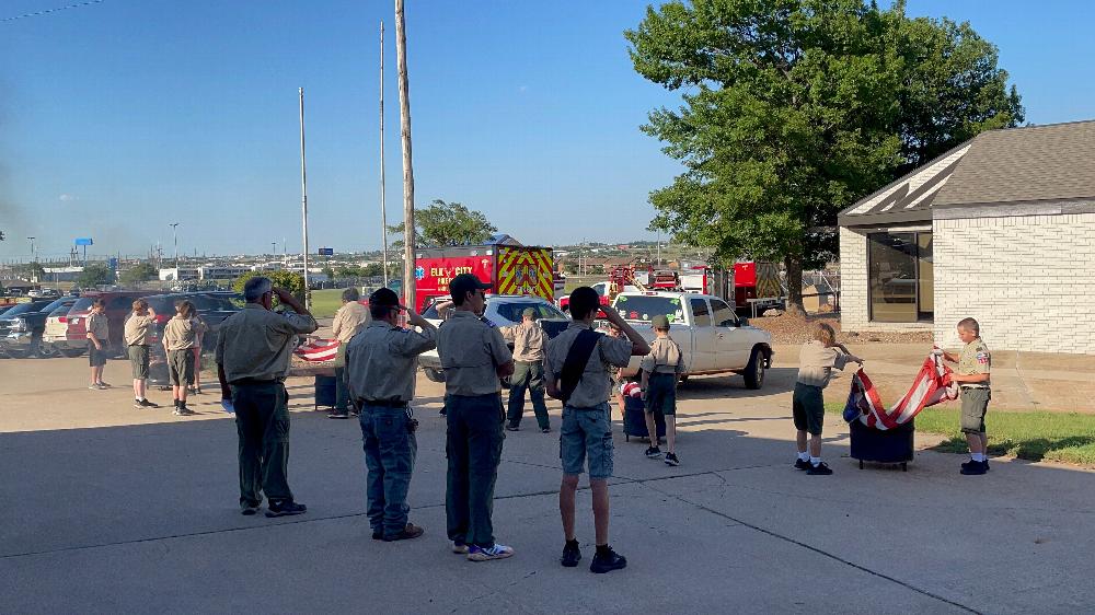 Lodge Troop 144 Conducting Flag Retirement