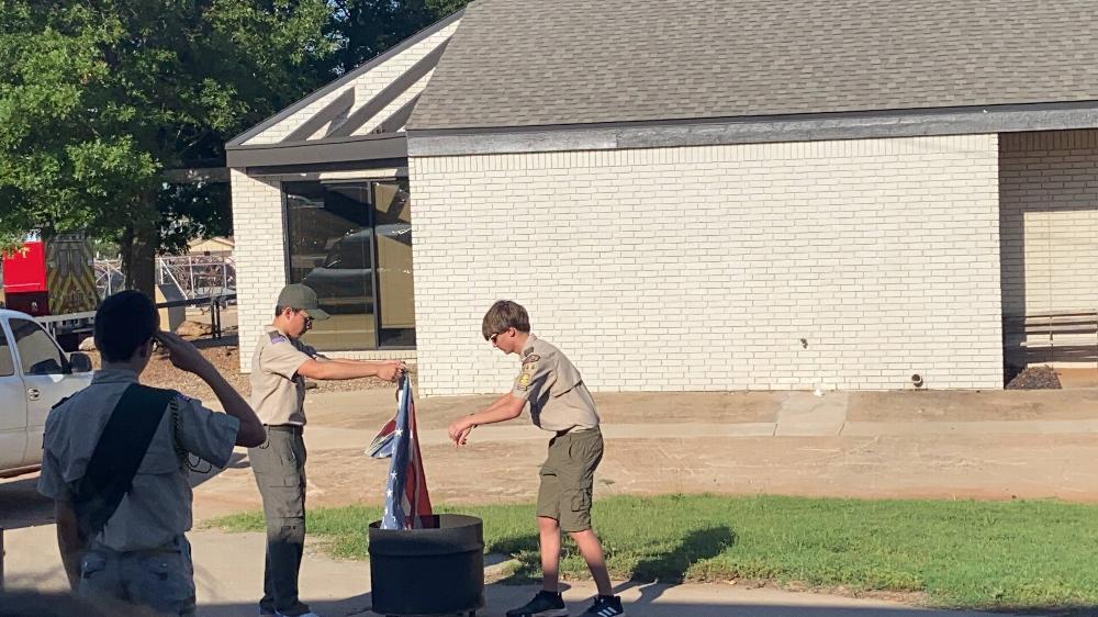 Lodge Troop 144 Conducting Flag Retirement