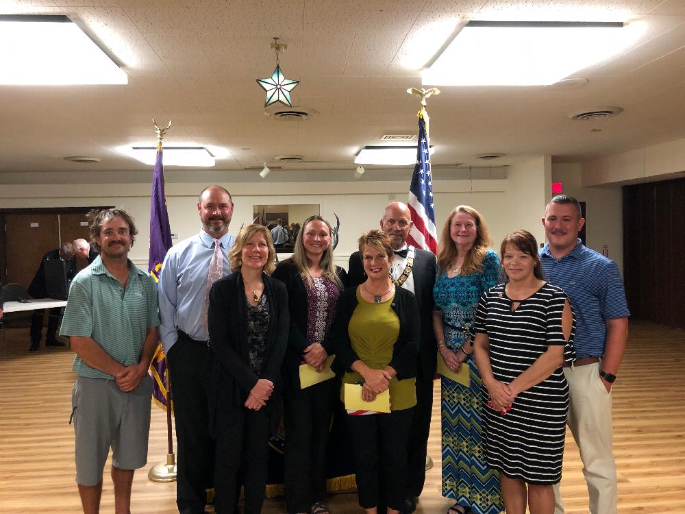 Camillus Elks Lodge 2367 welcomes their new members!! Pictured left to right are Jonathan Plochko, John Gossin, Maryellen Gossin, Danielle Trovato, Sandra Patnode, Exalted ruler Jay Mason, Debbie Morrell, Brandi Holzhauer, and Mark Holzhauer