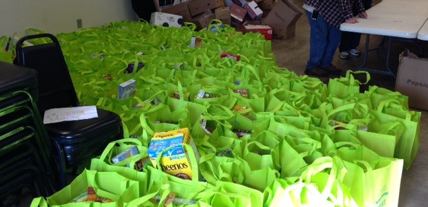 Bags packed and ready for Senior Citizens in Mesquite. Delivery in two days!