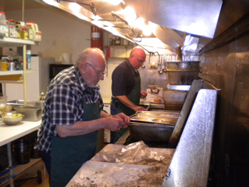 John and Mike in the Kitchen for Emergency Services Breakfast