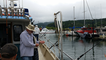 Roger May fishing on the boat out of Garibaldi