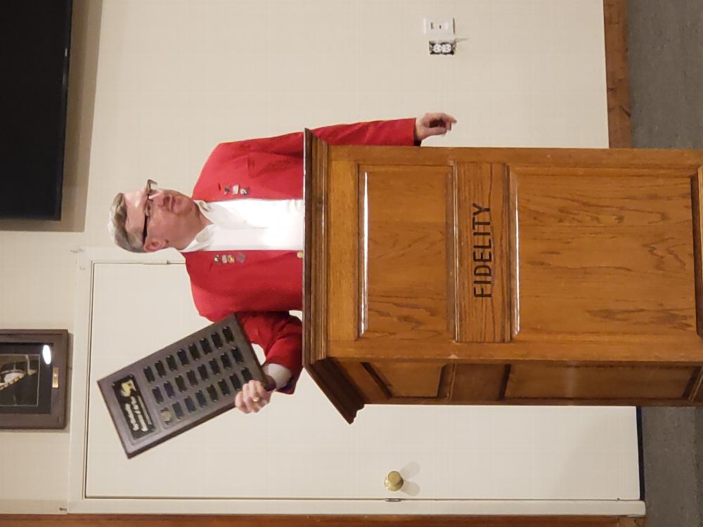 Immediate Past Exalted Ruler John Stammreich introduces the new "Bobby Morris Award" that will recognize the top sponsor of the lodge each year, in memory of our departed brother.