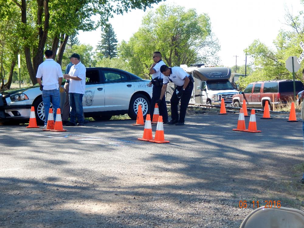 Police officer set up Obstacle course.