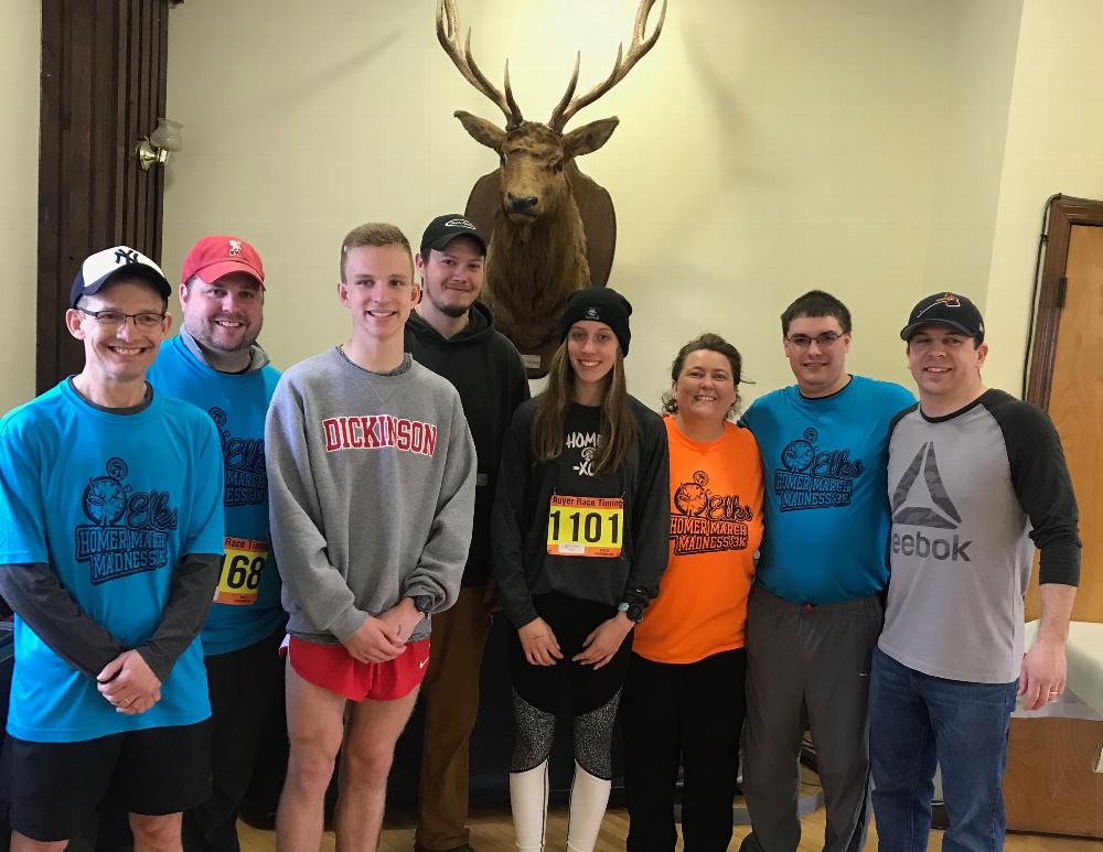 2019 March Madness 3k
David Gray-PER, Jeff Kaltenbach-PER (CP Chair), Teddy Mercer (Overall Winner), Walt Nichols-ER, Emma Anderson (Top Female), Jelan Barnes (ENF Chair),  Matt Barnes-PER (Race Co-Chair) and Mike Browngardt (Race Co-Chair)   