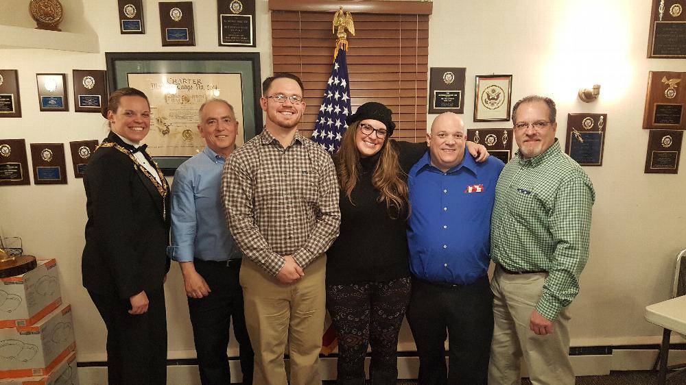 Welcome to our new members initiated on December 9, 2016. (L-R) Exalted Ruler Allison, Frank, Tim, Jackie, Dave, Jerry.