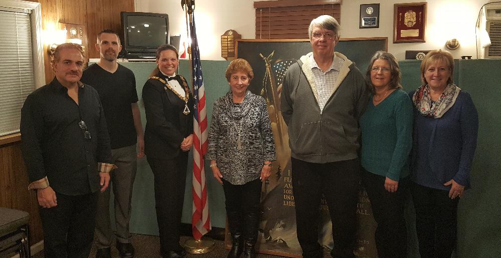 Welcome to our new members initiated on February 17, 2017. (L-R) George, Jim, Exalted Ruler Allison, Darlene, Bill, Carol, Carla.