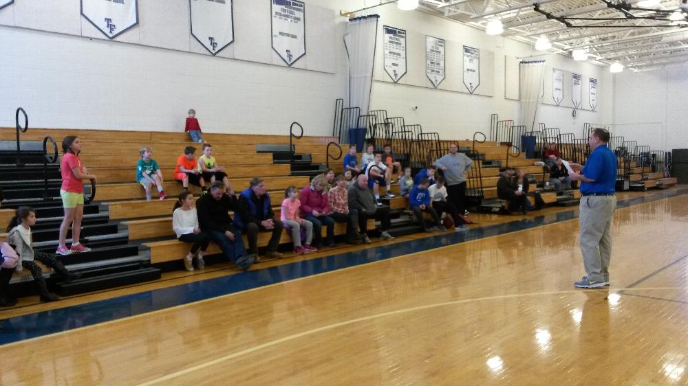 Dec 13, 2014 Hoop Shoot at TFHS. Committee Chair John Putala.