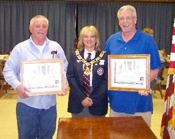 Roger A. Pooler (left) and Robert T. Godin, PER became the latest Elks National Foundation Honorary Founders. They were awarded plaques at the June 13, 2007 meeting by Exalted Ruler Julie A. Washburn.