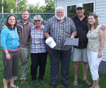 Edward "Ned" Goff Jr. was honored as 2008 Skowhegan-Madison Elks Lodge "Father of the Year" at a June 13 barbecue hosted by the Veterans National Service Committee. Pictured (left to right) are Jill Davis, Nathan Goff’s fiancée; Nathan Goff, Ann Goff, Ned Goff, Eddie Goff; and Eddie’s wife, Jen. Absent from photo: Daughter Danielle Goff.