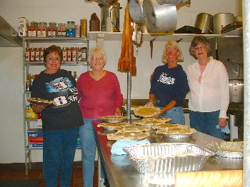 The first-ever visit by a Grand Exalted Ruler to the Skowhegan-Madison Elks Lodge took place on Nov. 10,2008 when Paul Hesel and First Lady Jane Helsel joined us for lunch. Preparing the turkey pie dinner were (left to right) Linda Laney, Mary Ann Leclair, Paula Crockett and Carol Edwards. Absent from photo: Beth Bolton and Exalted Ruler Julie Washburn.