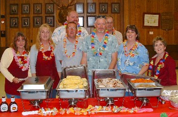 The Lodge Activities Committee, chaired by Louann Barnes, hosted a Hawaiian luaa on Sept. 22,2007 featuring a roast pork, scalloped potatoes, pasta salads, fresh corn-on-the-cob and more. The $9.95 meal drew a huge crowd.