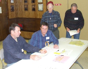 The Nov. 30, 2007 Red Cross blood drive was very successul, thanks to the volunteer efforts of many Elks including (left to right) Scott Crosby, Steve Jewell, Roger Leblond and Alfred Carpenter, who worked at the registration table.