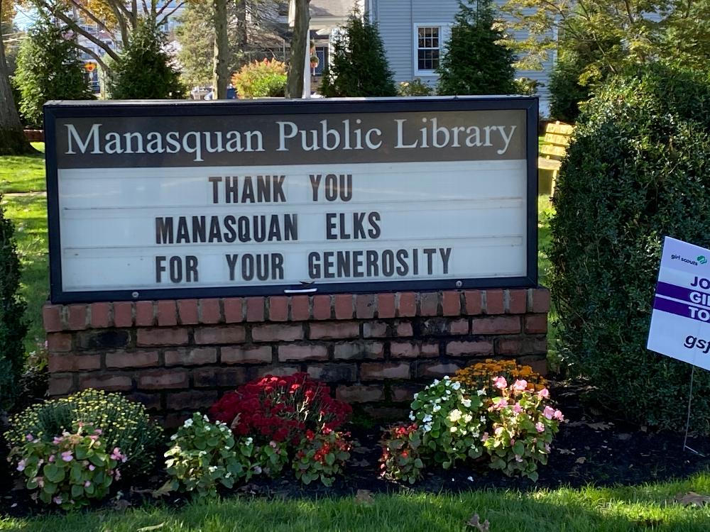 Manasquan Public Library Recognizes the Elks Generosity