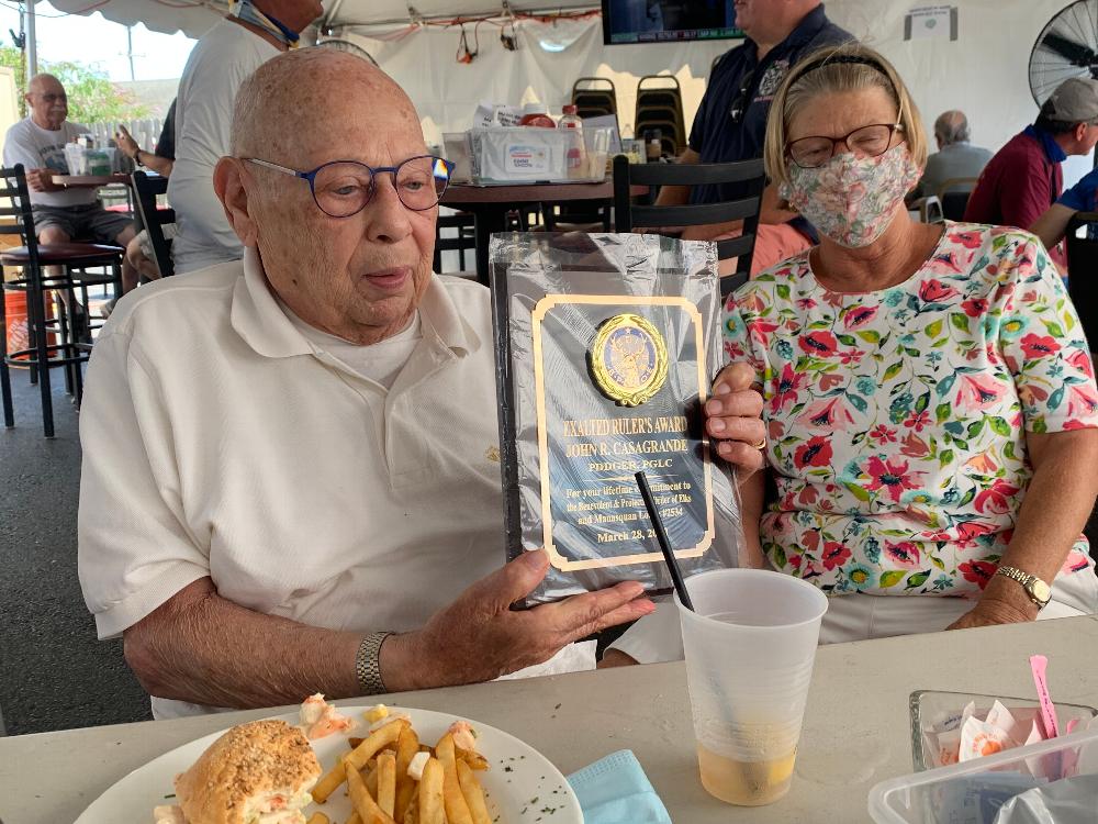 Past Grand Lodge Committeeman John Casagrande Receives a Lifetime Achievement Award from PER Melissa Colvin