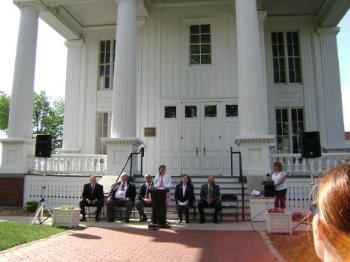 Flag Day Ritual at the old Court House in downtown Lapeer. At the podium is the essay winner.