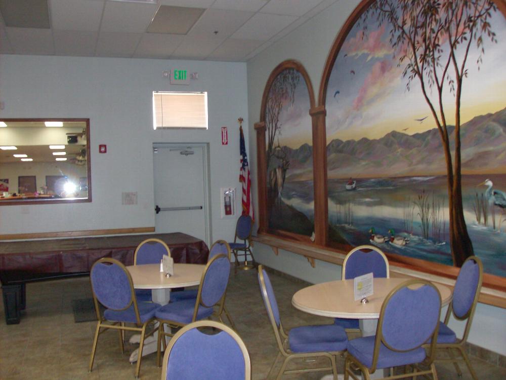 Pool table and mural