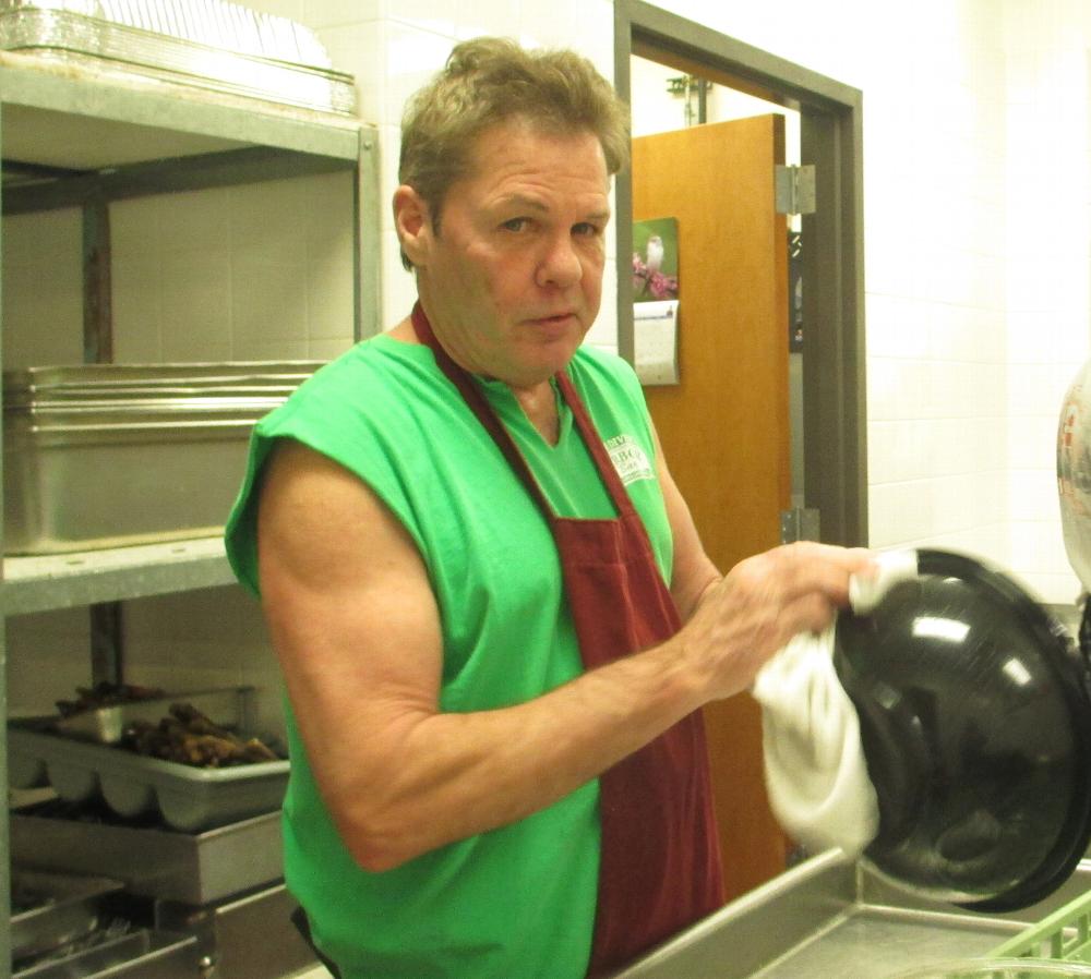 Mark Miner doing the dishes