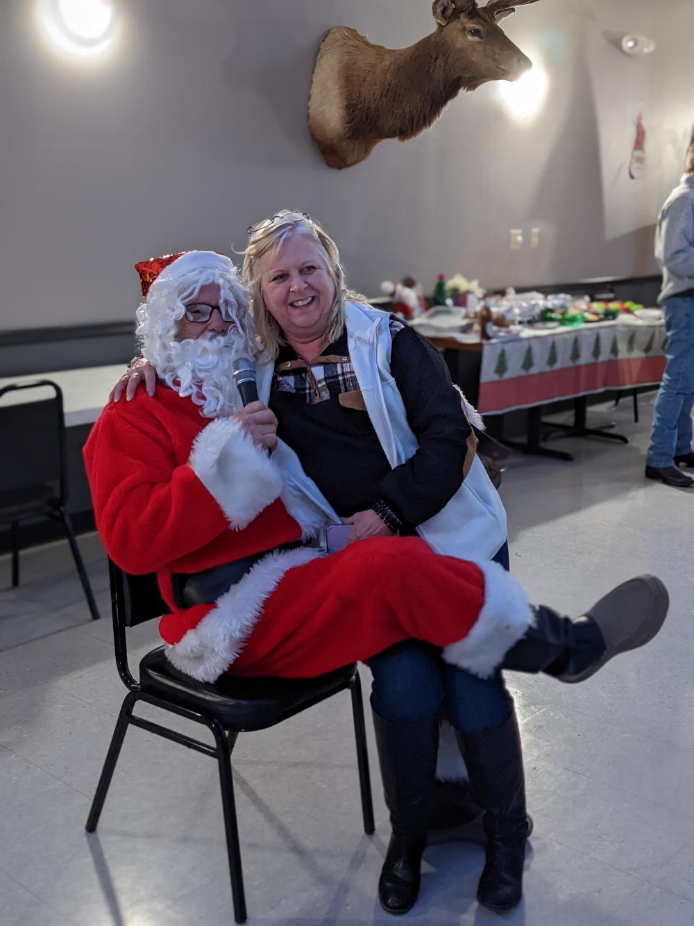 Exalted Ruler Marsha Haley and Santa 