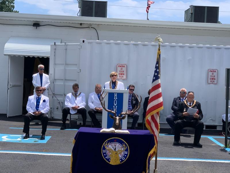 Howell, Jackson, and Lakewood Elks' Officers delivering Flag Day ceremony at Howell Lodge | June 13, 2021