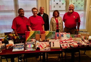 Dave Tateyama, Mary Zachary, Mike DePetrillo, Norma Graham and Barry Bishop shop for and deliver art supplies to the Veterans November 2020.