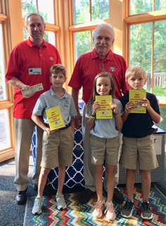 Don Hill and Chairman Dom Serra started delivering dictionaries to 3rd graders on September 14, 2018.  Above are Don and Dom with 3rd graders from Lake Oconee Academy