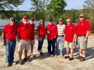 Group of Elks went fishing with the vets on April 13 and then took the vets to lunch.  Pictured here Norris Edge, Barry Bishop, Jim Green, Beth Colie, Harold Huston, Bob Rubright, Frank Ford and Bob Colie