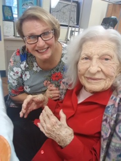 Mary Zachary with Memaw at the Ga War Veterans Home in December 2019 having a beauty day with the lady veterans that live there