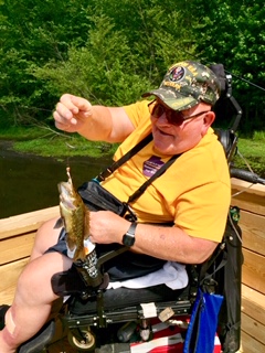 Lake Oconee went fishing and had a cookout at Cedar Pond with the Veterans from the Ga War Vet home on May 9, 2019.  Above one of the veterans shows off his catch.